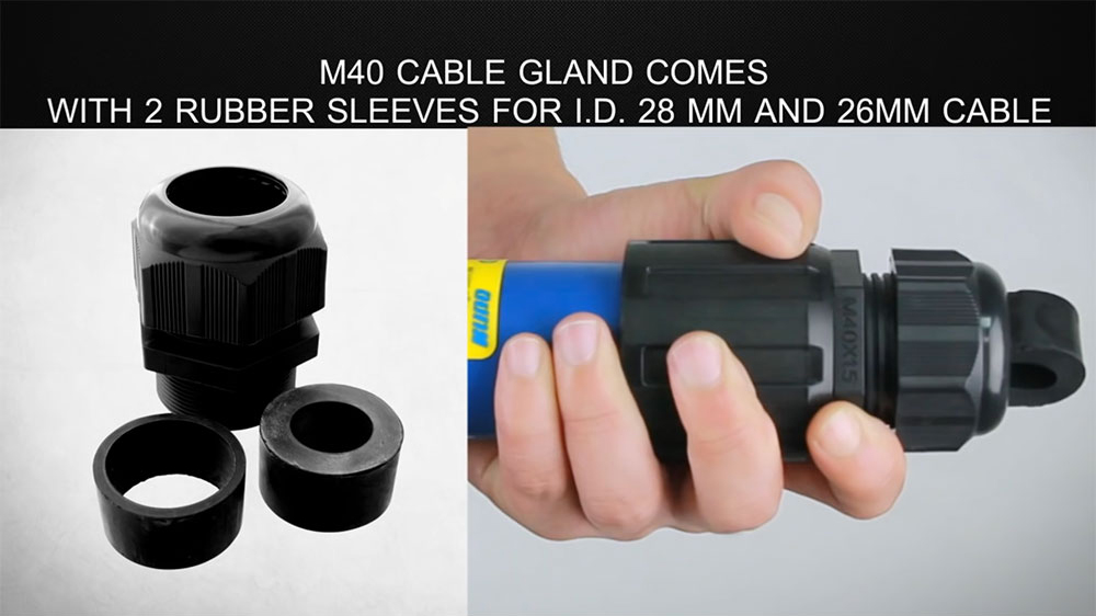 Rubber bushing I.D.18 mm or 26 mm for gripping cable.